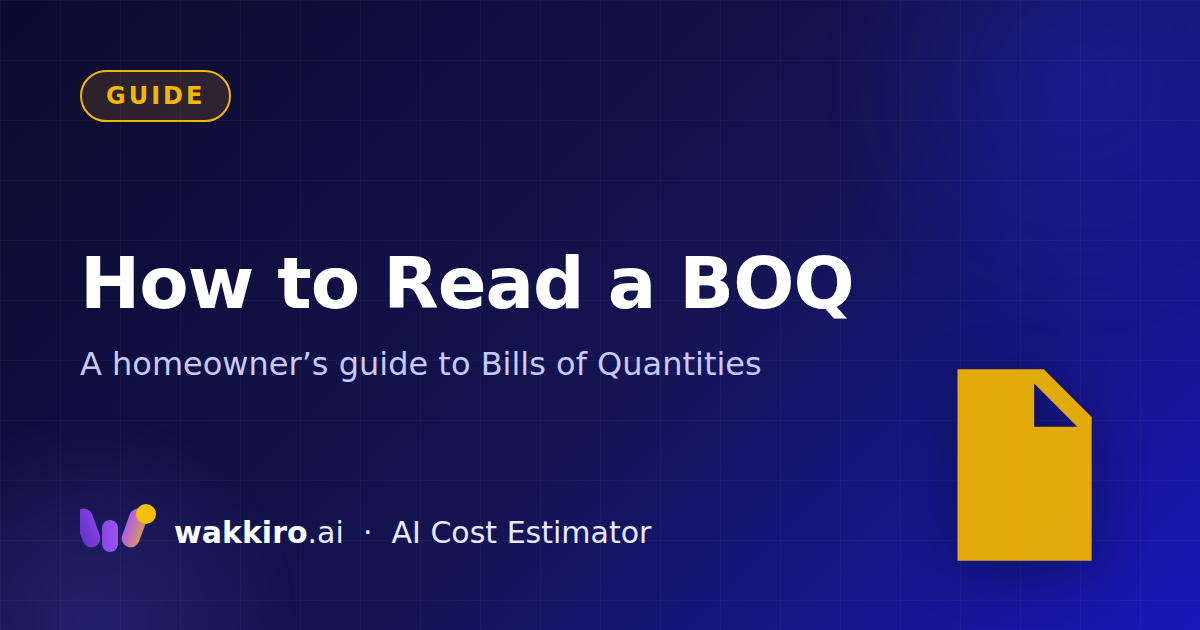 How to Read a BOQ — Homeowner's Guide